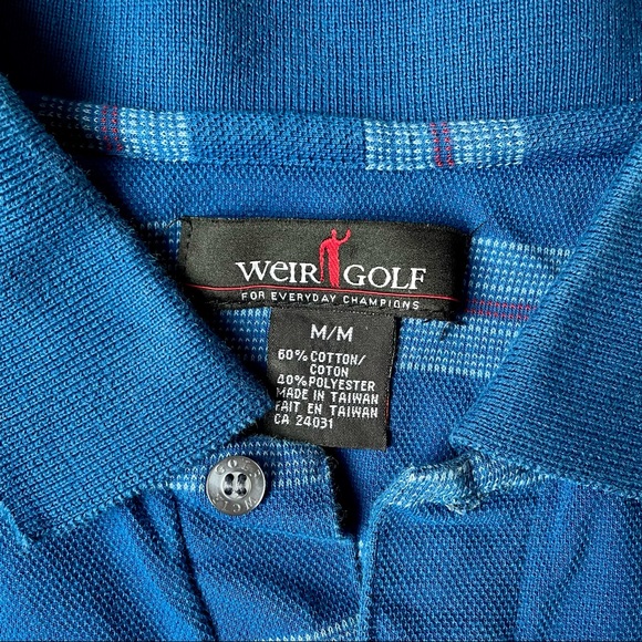 Men’s Weir Golf Collection Golf Polo Shirt Blue Stripes - Size Medium - Picture 5 of 5